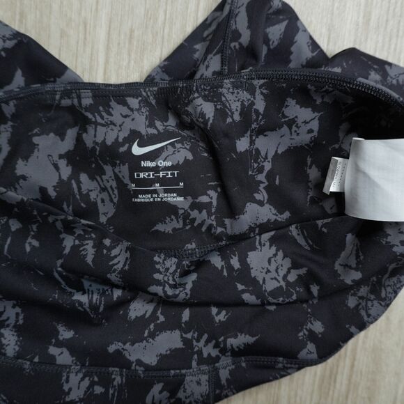 Nike Dri-FIT One High Waisted Print Leggings Black Gray Womens M Cropped Pocket - Picture 4 of 10